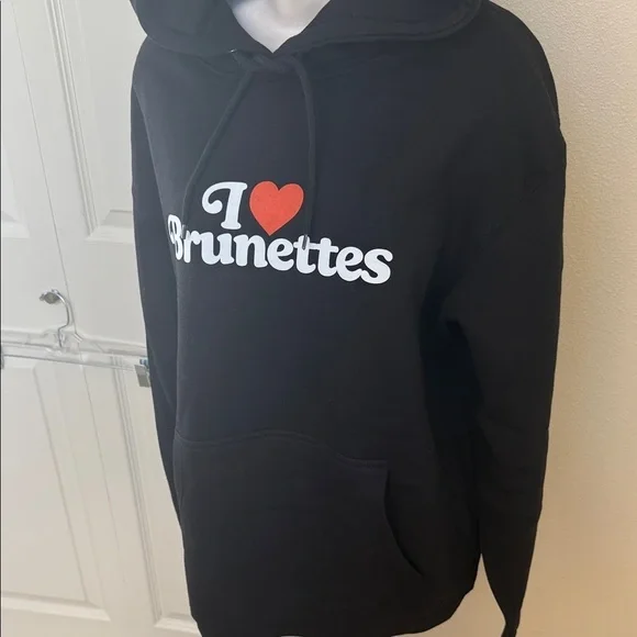 Black 'I Love Brunettes' Hoodie Connor Tomlinson Spectrum Hoodies Large NEW - Picture 4 of 6